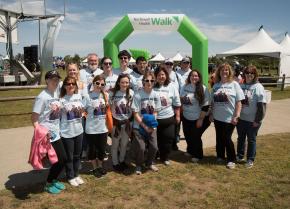 Matthew Gendron, center, is surrounded by family and friends who turned out for the Northwell Health Walk at Jones Beach.