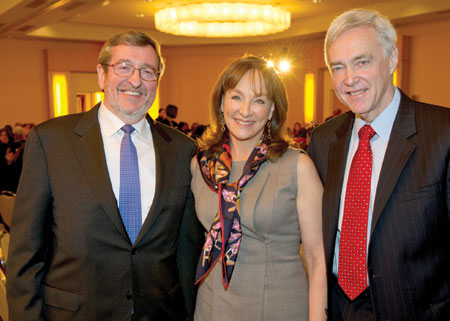 From left: President and chief executive officer Michael J. Dowling, keynote speaker Dr. Nancy Snyderman, chief medical editor, NBC News; North Shore-LIJ chairman Richard Goldstein.